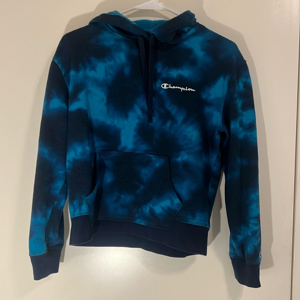 Blue Champion Tie-Dye Hoodie